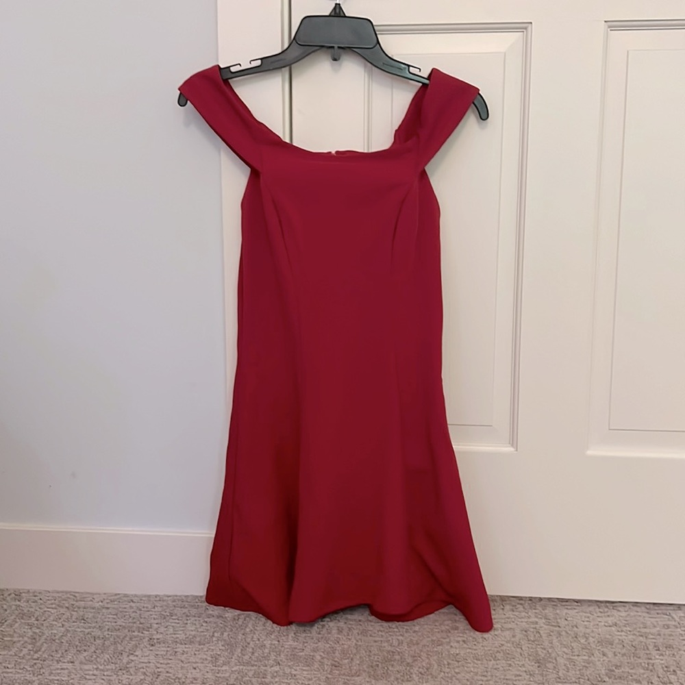 Red off the shoulder dress